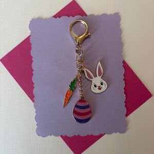 Easter Bunny Purse Charm Keychain Handbag Accessory